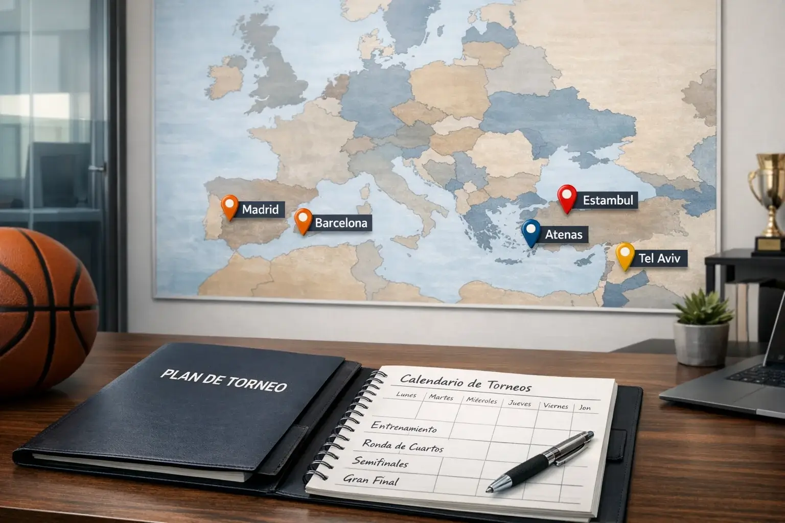 Mapa de Europa con las ciudades sede de equipos de Euroliga marcadas